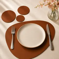 Kit Souplast Organico Jogo Americano para Mesa Couro + Porta copos 2 , 4, 6 ou 8 kits