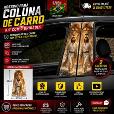 Adesivo de Coluna de Porta Carro Gladiador, Guerreiro, Leão e Jesus.