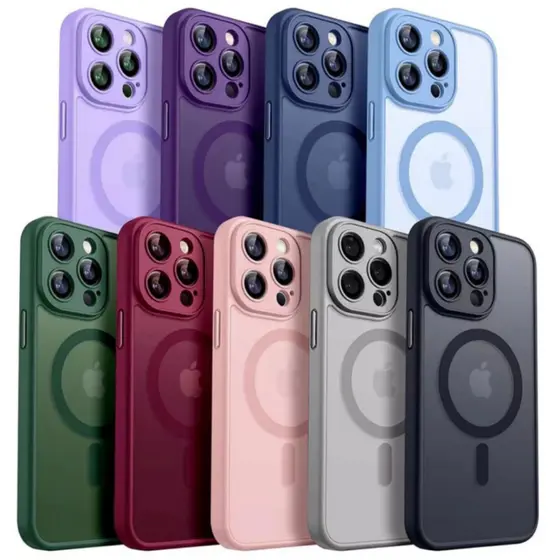 Magnético Luxo Fosco Translúcido Armadura Capa À Prova De Choque Para iPhone 17 16 15 14 13 12 11 Pro Max Magsafe Capa