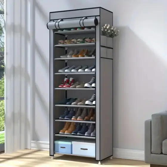 Sapateira com 9 Prateleiras para Organizar Sapatos Calçados Chinelos Roupas Objetos 24 Pares com Ziper