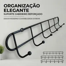 Suporte Cabideiro de Parede. Materia Reforcado ,Preto.