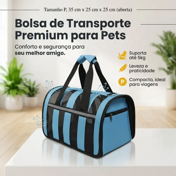 Bolsa Mala Transporte Pet Cachorro Gato Viagem Avião Material Respiravel Tamanho P M e G