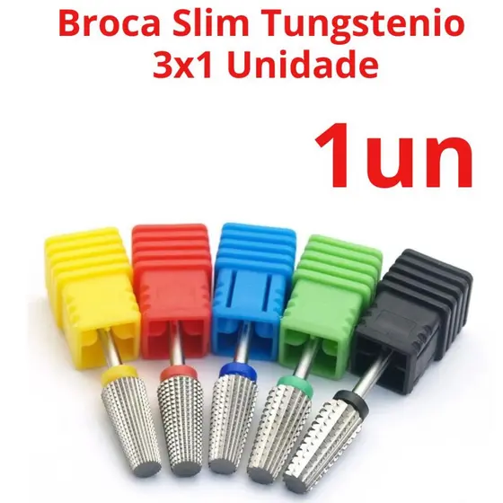 Broca Para Unhas Slim Tungstenio 3x1 unidades Ótima para Alongamento