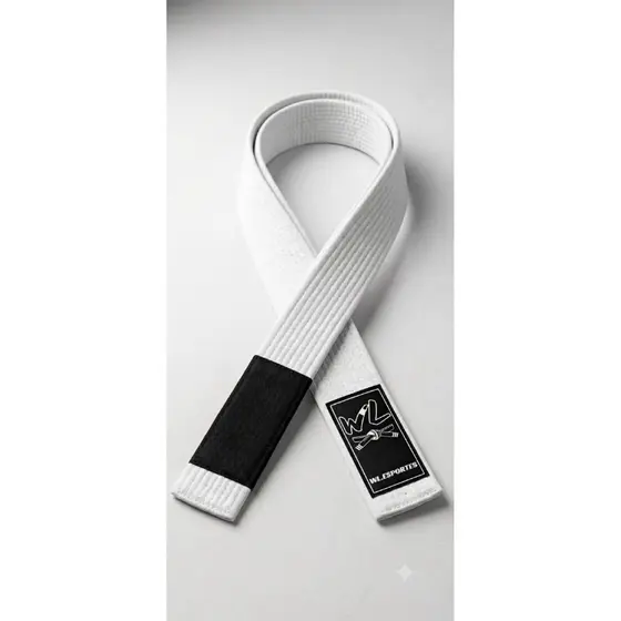 Faixa BRANCA BJJ Jiu Jitsu Grossa 6 costuras Ponta Preta