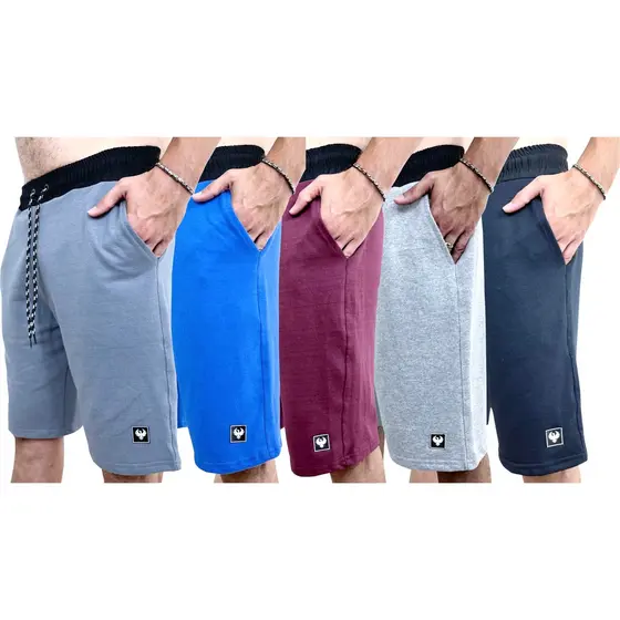 Kit Com 4 Bermudas de Moletom Masculino Básica Amarração Academia Promoção