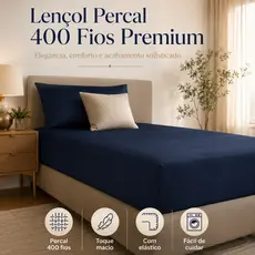 Lençol Avulso c/ Elástico Percal Premium 400 Fios Ultra Macio e Resistente - Vários Tamanhos