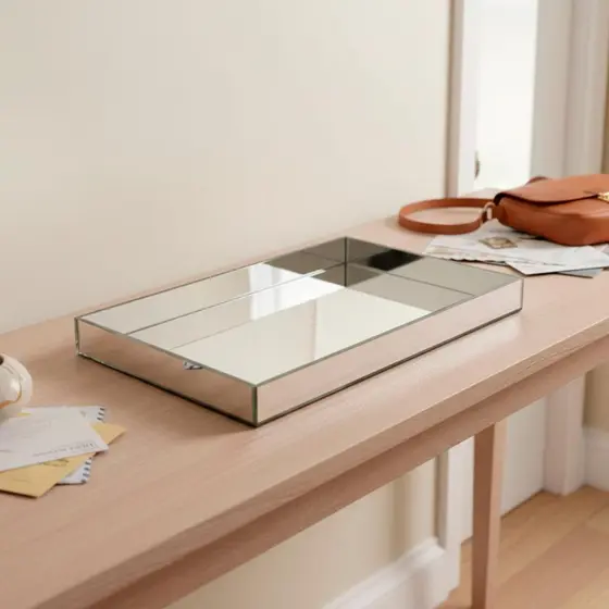Bandeja Espelhada De Mesa Para Sala Jantar 30x20 Promoção Apartamento Decorativo Casa Perfume Luxo