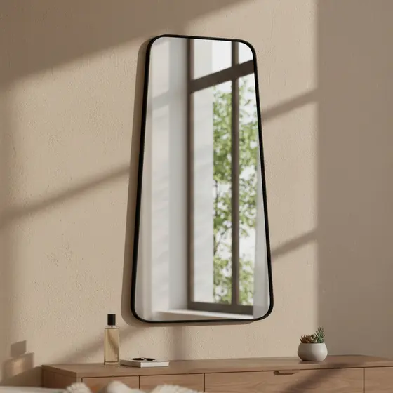 Espelho Grande com Moldura Couro 3cm de Chão Corpo Inteiro 110x60cm para Banheiro Sala Quarto