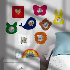 Espelho Infantil Temático Decoração Bebê p/ Quarto Espelho Criança em Metal Colorido 35x25cm