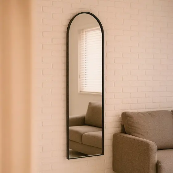 Espelho Vitral 36x146cm | Suporte de Parede | Moldura em Couro Ecológico | Estilo Pinterest
