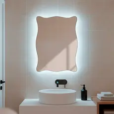 Espelho com Led Decorativo de Parede Sala Quarto Banheiro Hall Camarim 44x64cm Mod. Paris