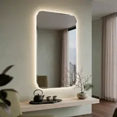 Espelho Rentagular com Led 110x50cm Espelho para Sala Quarto Banheiro Escritório Espelho Decorativo