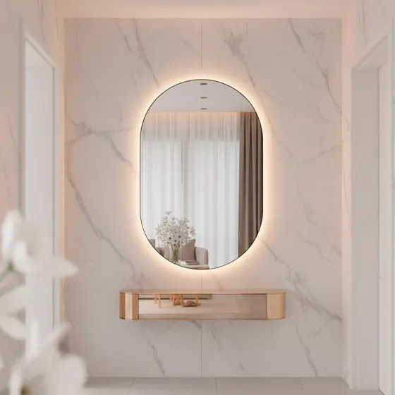 Espelho Orgânico Com Led 40x50cm Grande Decorativo Quarto Sala Banheiro Lançamento