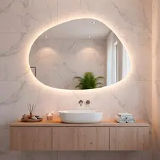 Espelho Decorativo de Parede Orgânico com Led Mod. Nuvem 55x75 para Sala Quarto Banheiro Hall