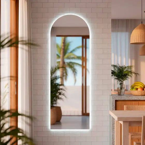Espelho Orgânico Grande de Parede com Led Mod Vitral 150x50 Decorativo para Sala Quarto Banheiro