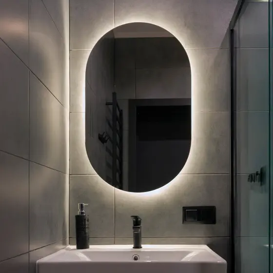 Espelho Decorativo de Parede Orgânico com Led Mod Pílula 55x75 para Sala Quarto Banheiro Hall