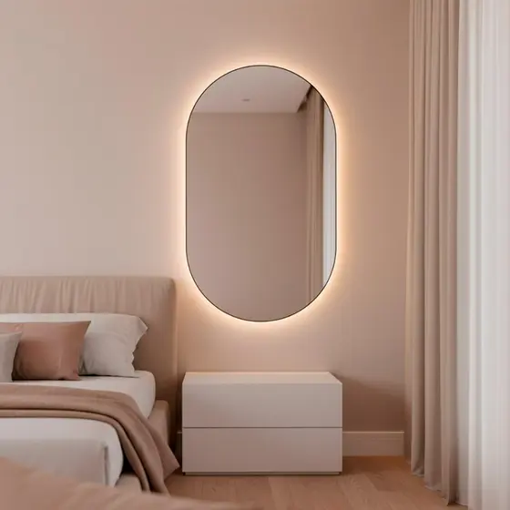 Espelho Orgânico Com Led 50x80cm Grande Decorativo Quarto Sala Banheiro Lançamento