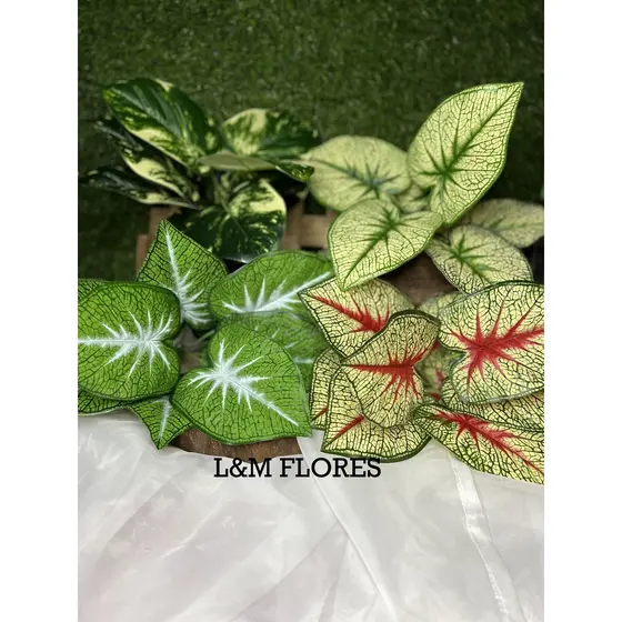 Buquê de Diffenbachia/Comigo Ninguem Pode artificial com 9 galhos ideal para arranjos e decoração