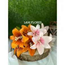 Kit com 5 Buquês de Lírio artificial com 5 flores ideal para arranjos e decoração eventos