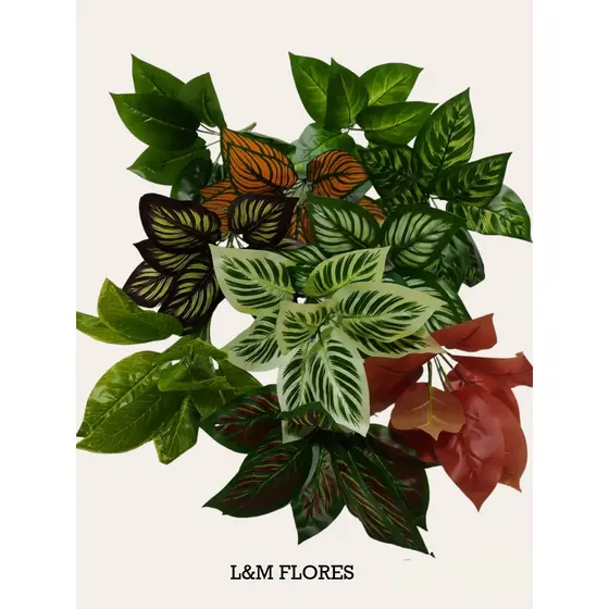 Kit com 5 Buquês de Folhagem artificial com 9 folhas ou 11 folhas ideal para para arranjos e decoração