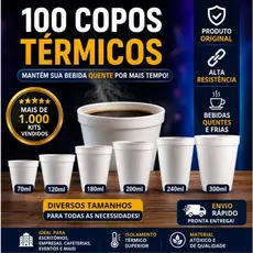 100 Copos de Isopor Térmico Descartável para Café - 70ml 120ml 180ml 200ml 240ml 300ml | Ultra Copos