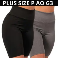 Bermuda legging suplex plus size ciclista lisa feminina cintura alta não fica transparente