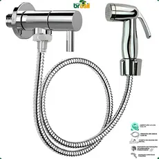 Ducha Higienica Premium Metal Cromado 1/4 De Volta Inox Completa Suporte Parafusos