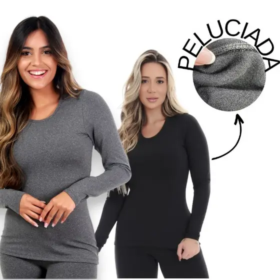 Blusa Térmica Feminina Flanelada Outono/Inverno Modinha Blogueira