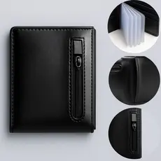 Carteira Masculina Couro Legítimo Preta e Marrom Slim Com Zíper Compacta Porta Cartões CNH Premium