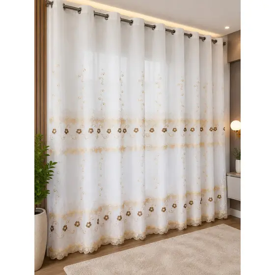Cortina Bordada Com Forro de Microfibra sala ou quarto 3,00 Larg × 2,60 alt