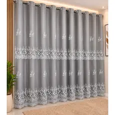 Cortina voal bordada p/ sala ou quarto 3,00 Larg × 2,60 de Alt - PROMOÇÃO