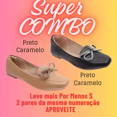 Kit 2 Pares Mocassim Feminino com Laço Strass Confortável Sapatilha Elegante Macia Trabalho 34 ao 40