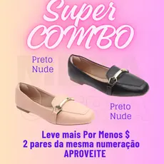 Kit 2 Pares Mocassim Feminino Confortável Clássico Bridão Metalizado Sapatilha Macia Trabalho 34-40