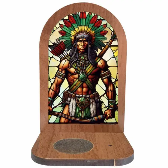 Altar Congá Caboclo Tupinambá em MDF - Arte Estilo Vitral