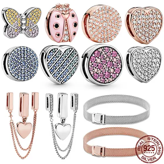 Pulseira e pingente de prata esterlina 100% S925 adequados para pulseira DIY fazendo joias presente de feriado