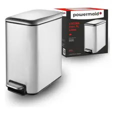 Lixeira Soft Close 5 Litros Inox C/ Pedal Balde Cesto Removível Slim P/ Banheiro Lavabo Cozinha Casa