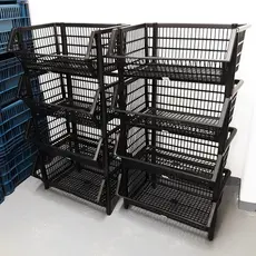 3 Cesto Expositor Plástico Reforçado Organizador Caixa Empilhável Gondola Estoques Lojas Multiuso