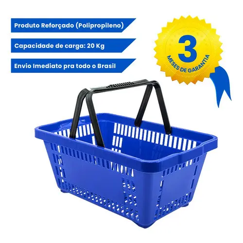 Kit 3 Cestas De Compras Cestinha Reforçada P/ Supermercado Mercado Compras Feira Armazem Fruteira