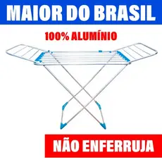 Varal Gigante 174 Cm De Chão 100% Alumínio Dobrável C/ Abas Resistente Não Enferruja Grande Forte