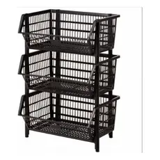 1 Und Cesto Expositor Reforçado Gondola Organizador Empilhável Multiuso Resistente 44 X 34 X 26 cm