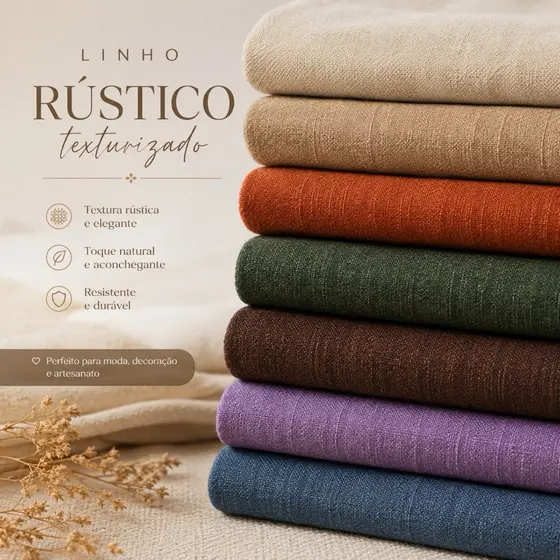 Tecido Linho Rustico Premium texturizado por metro -1 metro x 1,50 de largura -tecido com toque leve,bom caimento e mais