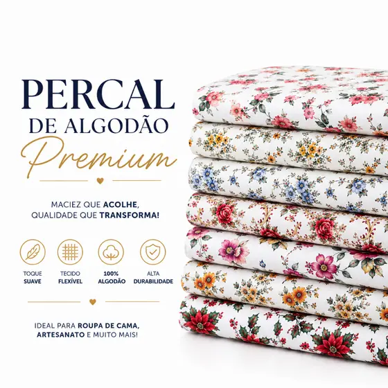 Tecido Percal estampado de algodão -4 mts x 2,55m-tecido de algodão super macio---180 fios---varias estampas 90g/m²