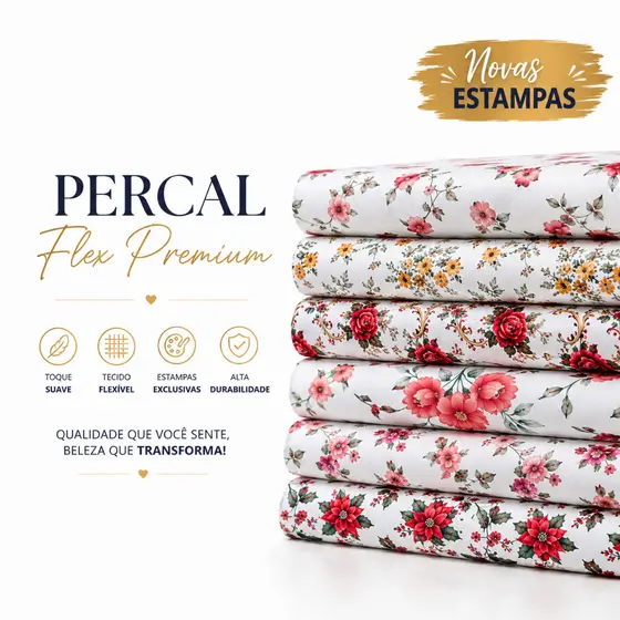 Percal Flex Premium Estampado por metro -1m x 2,55m-Toque macio cores vivas e não amassa Ideal para sua cama e decoraçao