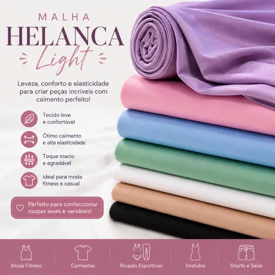 Tecido Helanca Light /Helanquinha--6m x 1,80m--é uma malha 100% poliéster que não amassa ,super macia preço de atacado
