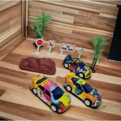Kit Brinquedo Carros De Corrida Com Fricção De Roda + mapa e ambiente alegria e diversão garantida para as crianças meninos