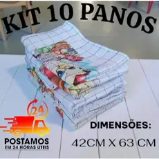 kit 10 Panos De Prato pia copa grande 100% algodão bainha 4 lados 0,42cmX0,63cm estampas sortidos