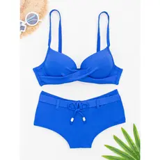 HT VEST Conjunto de Biquíni com Cinto e Laço Frontal – Estilo e Charme para o Verão XX265