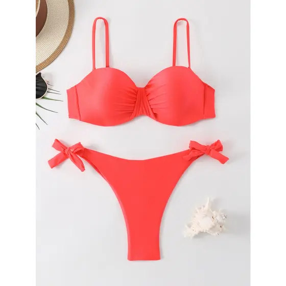 HT VEST Conjunto de Biquíni Charmoso com Laços Ajustáveis 2024 XX517