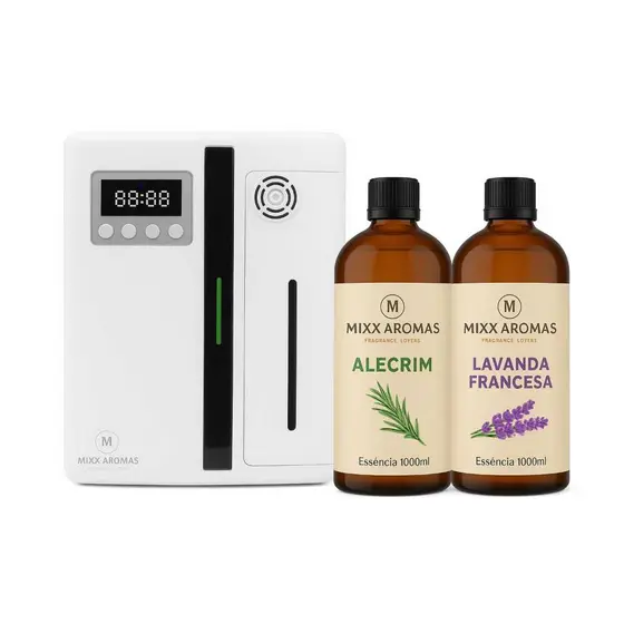 KIT COM 2 ESSENCIA PARA MAQUINA PROFISSONAL DE AROMAS NEVOAR ALECRIM E LAVANDA FRANCESA 1000ML