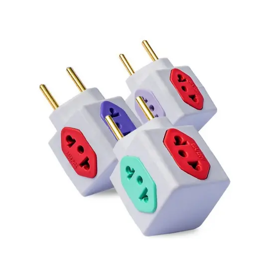 Kit com 03 Adaptador De Tomada Benjamim Power Cubo Com 4 Entradas Multiplicador de Tomadas 10A 20A T - Bivolt 110v